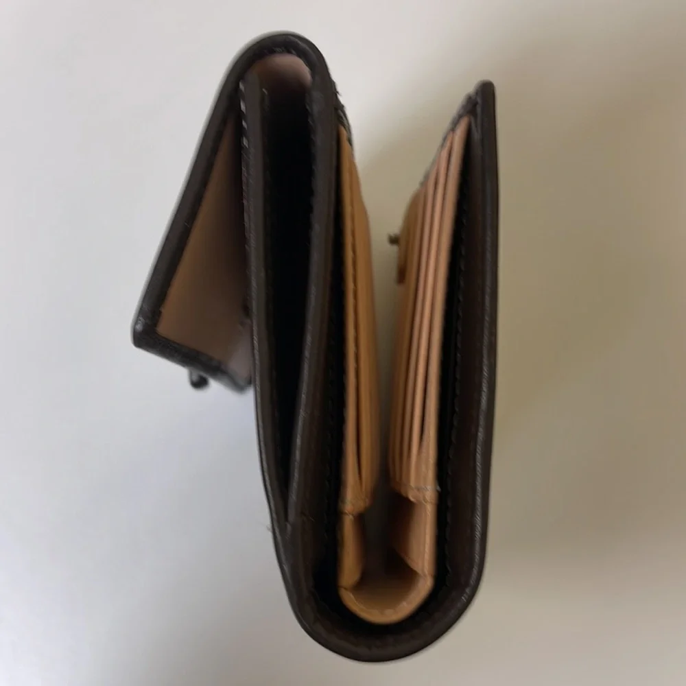 Coach Brown Signature Canvas Wallet with Buckle Detail
